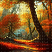kikkapink autumn background fantasy forest - gratis png