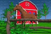 Cheval dans un enclos - Безплатен анимиран GIF