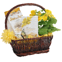 Yellow flowers basket Joyful226 - GIF animé gratuit