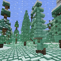 Mint Green Minecraft Winter Landscape - Zdarma animovaný GIF