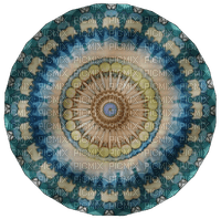 Blue yellow teal circle mandala [Basilslament] - 免费PNG