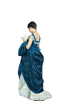 vintage woman in blue read - ücretsiz png