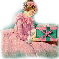 kikkapink pink teal girl vintage christmas - png ฟรี