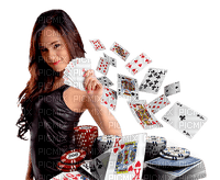 woman playing cards bp - Free PNG