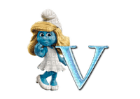 Kaz_Creations Alphabets Smurfs Letter V - ücretsiz png