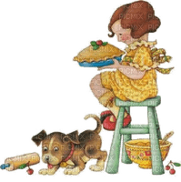 Mädchen, Girl, Kuchen, Hund, Vintage - zadarmo png