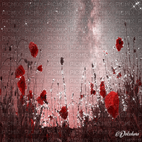 dolceluna poppy poppies field animated background - Darmowy animowany GIF