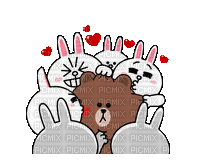 brown_&_cony love bunny bear brown cony gif anime animated animation tube cartoon liebe cher heart coeur - Gratis geanimeerde GIF