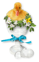 Duck.Cup.Flowers.Bow.Egg.Shell.Yellow.White.Blue - png gratuito