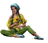sunflower woman - nemokama png