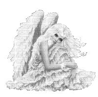 Y.A.M._Fantasy angel black-white - Free animated GIF