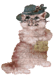 Animated Lady Cat with Hat and Purse - GIF animé gratuit