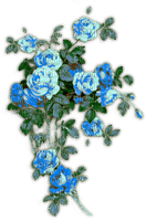 Blue green flowers roses deco [Basilslament] - png grátis