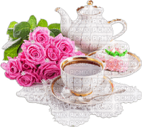 soave deco breakfast morning flowers rose tea pink - Free PNG