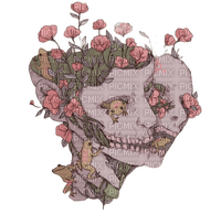 two heads skull flowers - PNG gratuit