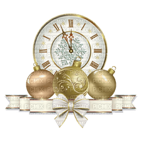 New Year clock gold white sunshine3 - PNG gratuit