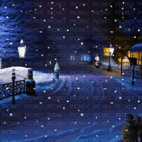 Winter Street at Night - GIF animé gratuit