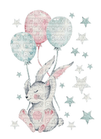 kikkapink blue pink pastel bunny birthday - ücretsiz png