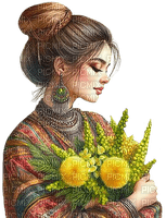 Mujer con flores - png grátis