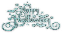 soave text happy halloween deco bat teal - png grátis