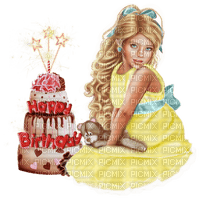 flicka-happy birthday - PNG gratuit