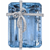 blue gemstone with silver bow - png gratuito