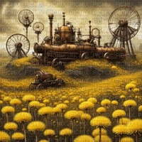 Steampunk Dandelion Field - 無料png