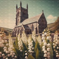 Lily of the Valley Flowers and Church - besplatni png