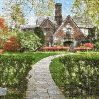 Garden with Large Cottage - Бесплатный анимированный гифка