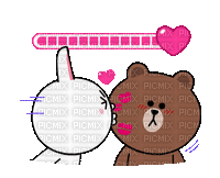 brown_&_cony love bunny bear brown cony gif anime animated animation tube cartoon liebe cher aime mignon heart coeur - GIF animé gratuit