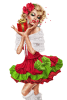 Woman  Christmas Box Red Green White  - Bogusia - Free PNG