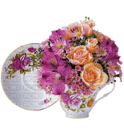 Teacup & Saucer Bouquet of Flowers - kostenlos png