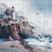 soave background animated  lighthouse blue brown - GIF animé gratuit