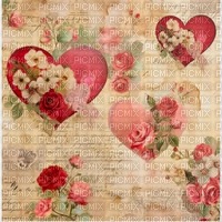 vintage hearts valentine background red pink - Free PNG