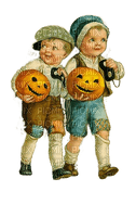 Vintage, Halloween, Kinder, Kürbisse - png gratis