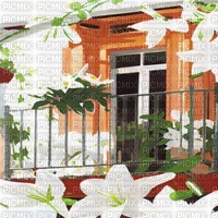 White Lilies on a Balcony - gratis png