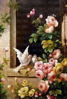 dove with flowers - PNG gratuit