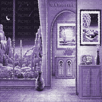 Y.A.M._Interior room background purple - 免费动画 GIF