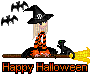 happy halloween black and orange witch dollz - GIF animé gratuit