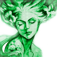 Y.A.M._Art Fantasy woman girl green - darmowe png