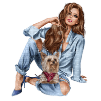MUJER CON PERRITO - png grátis