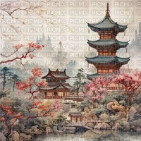 asian oriental landscape background - png ฟรี