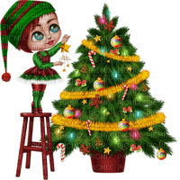 Christmas. Girl. Christmas tree. Leila - gratis png