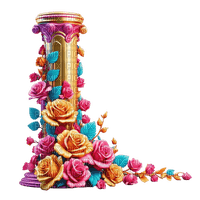 Golden pillar roses pink blue gold rox - PNG gratuit