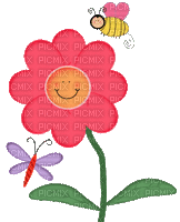 Spring Flower Animation/Bee/Butterfly - Безплатен анимиран GIF