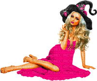 Woman.Witch.Halloween.Pink.Black - kostenlos png