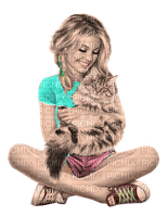 girl and  cat  dubravka4 - png ฟรี