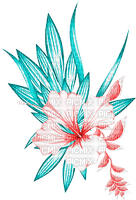 soave deco flowers branch summer  pink teal - Free PNG