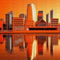 Orange City with Water Reflection - безплатен png