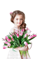 Little Girl with tulips - bezmaksas png